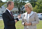 Lieutenant Governor Kim Guadagno speaks with Garfield Park Academy's Dr. Steven Morse during her visit to the School