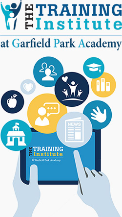 Training Institute logo and tablet image with icons