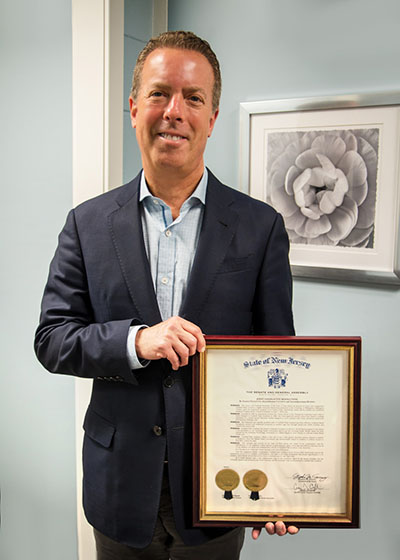 Dr. Steven Morse with the NJ legislature proclamation celebrating GPA's anniversary