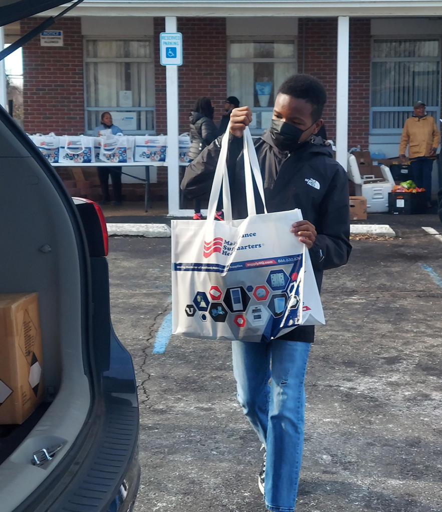 Jabree R. joins other GPA students and staff and members of the Delaware Valley Baptist Church during a local food drive organized by the church. Learn more about the partnership between GPA and Delval in this post on our website.